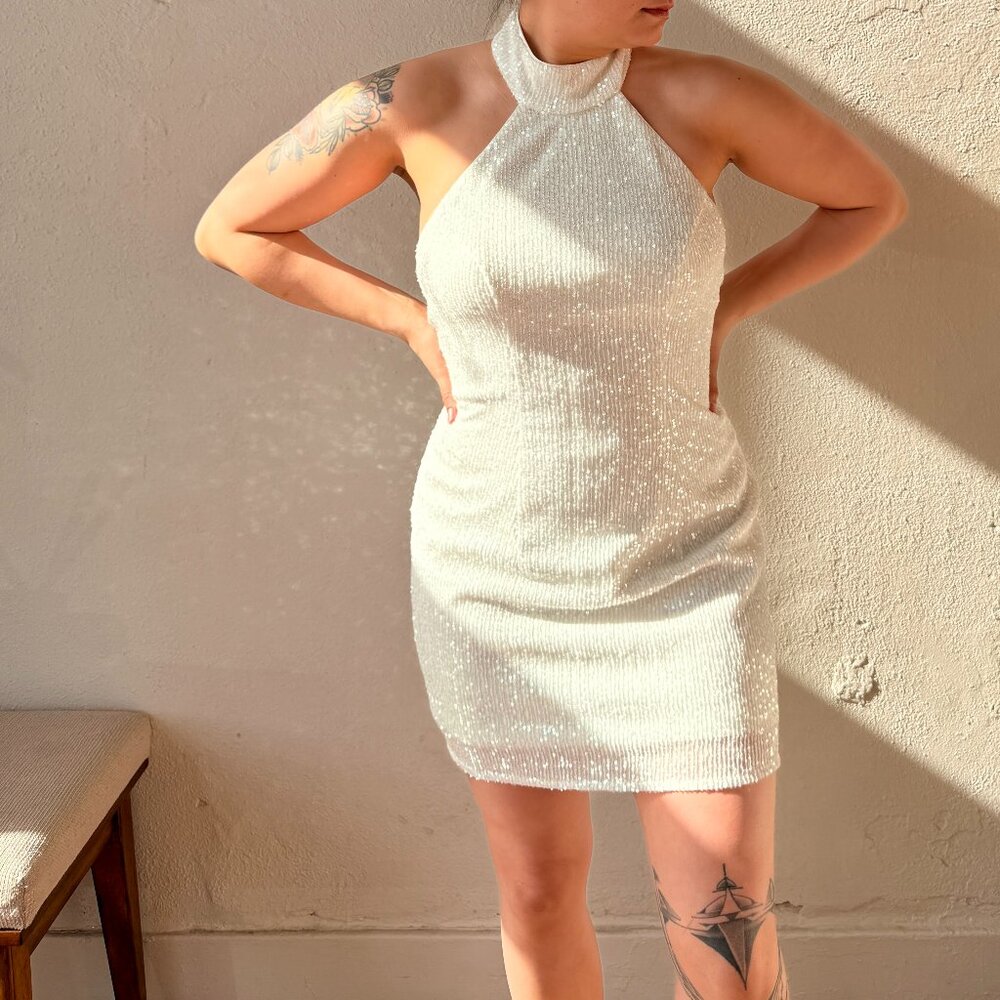 Untamed Petals - After Party - Chloe Dress | Bridal Mini - Sequin Halter
